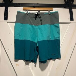 Oakley Men's Aqua and Charcoal Board Shorts